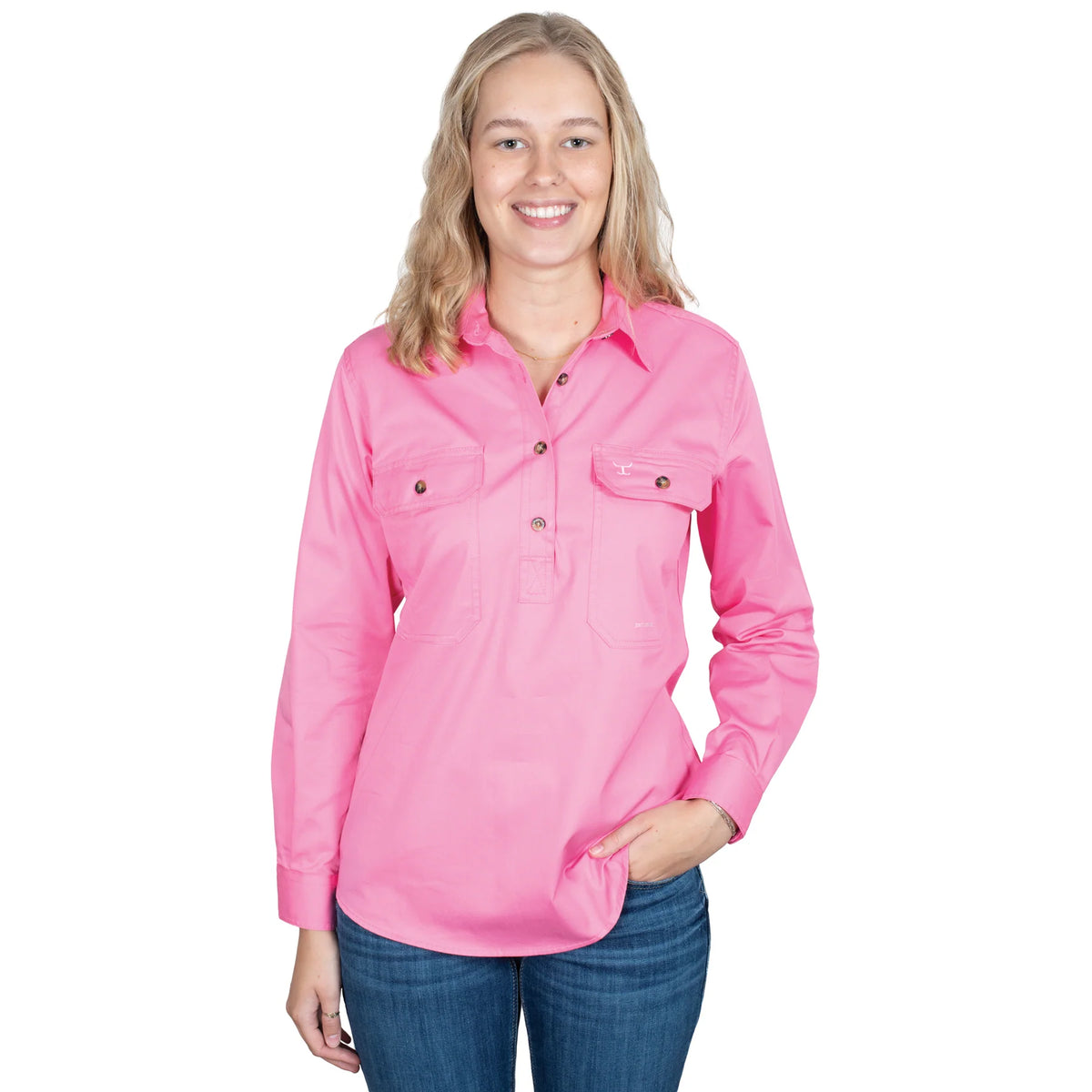 Just Country (Womens) 50505 - Closed Front Long Sleeve Shirt (Rose)