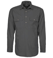 Pilbara Mens Closed Front L/S Workshirt Charcoal