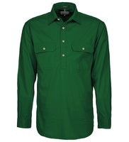 Pilbara Mens Closed Front L/S Workshirt Green