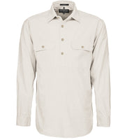Pilbara Mens Closed Front L/S Workshirt Stone