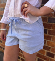 Pilbara Ladies Linen Short - Sky Blue