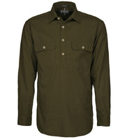 Pilbara Mens Closed Front L/S Workshirt Olive
