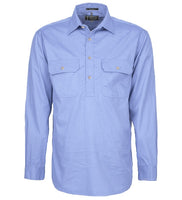 Pilbara Mens Closed Front L/S Workshirt Pale Blue
