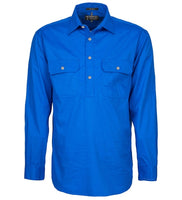 Pilbara Mens Closed Front L/S Workshirt Cobalt Blue