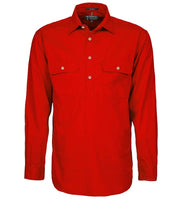 Pilbara Mens Closed Front L/S Workshirt Red