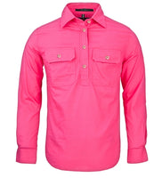 Pilbara Ladies Closed Front L/S Workshirt Hot Pink