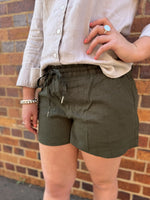 Pilbara Ladies Linen Shorts - Olive