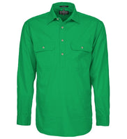 Pilbara Mens Closed Front L/S Workshirt Kelly Green