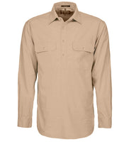Pilbara Mens Closed Front L/S Workshirt Clay