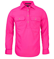 Pilbara Ladies Closed Front L/S Workshirt Fuschia