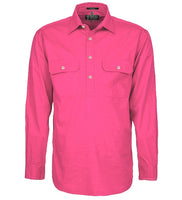 Pilbara Mens Closed Front L/S Workshirt Hot Pink