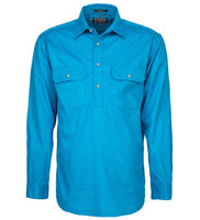 Pilbara Mens Closed Front L/S Workshirt Azure