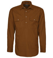 Pilbara Mens Closed Front L/S Workshirt Terracotta