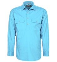 Pilbara Mens Closed Front L/S Workshirt Cornflower