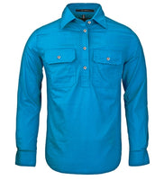 Pilbara Ladies Closed Front L/S Workshirt Azure