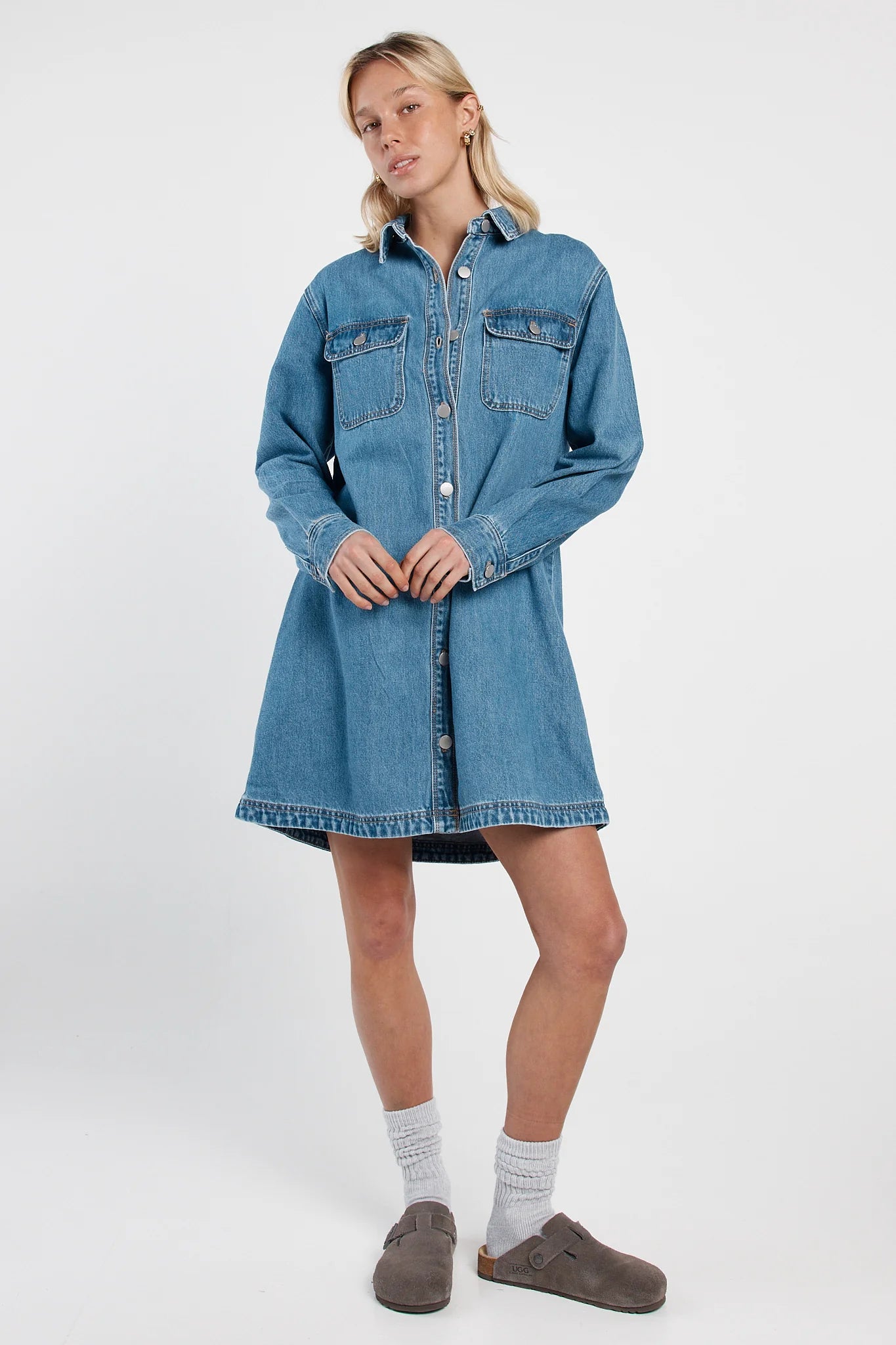 sass denim dress Jolie Denim Seamed Mini Dress