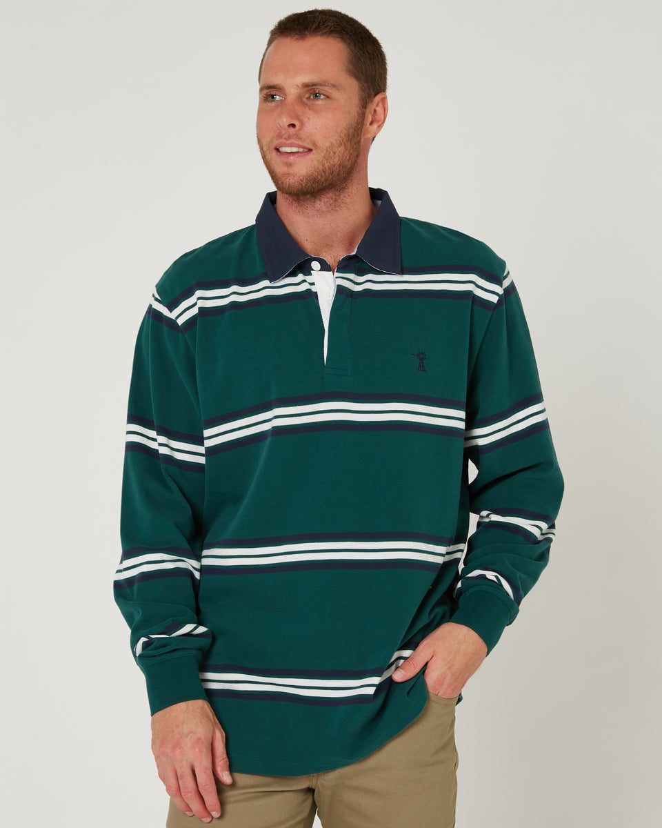 Pilbara Men’s Rugby Jersey Forest Navy White | Country Rugby Jumper ...