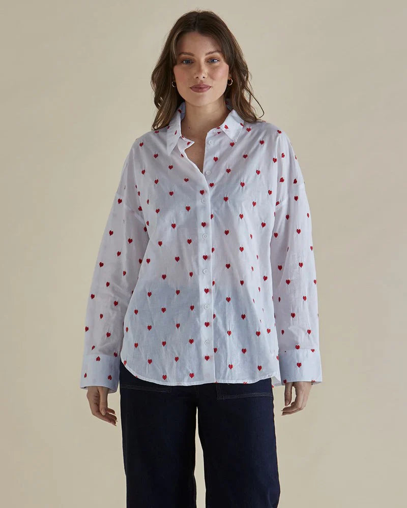 Betty Basics Red Heart Sage Shirt image 0