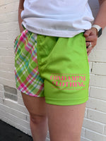 Adults CC Rugby Shorts - Green & Pink Plaid