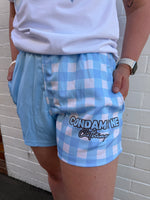 Adults CC Rugby Shorts - Sky Blue Gingham