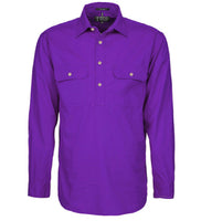 Pilbara Mens Closed Front L/S Workshirt Purple