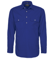 Pilbara Mens Closed Front L/S Workshirt Royal