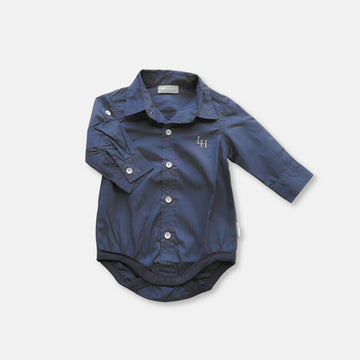 Love Henry Boys Oxford Dress Shirt Romper - Navy image 0